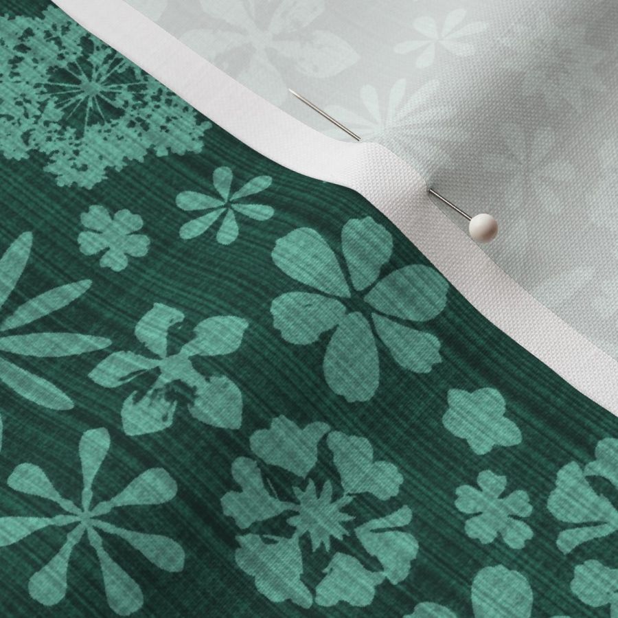 mint on forest green linen