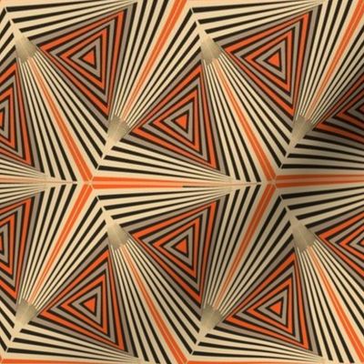 Repeating Triangles Fans in Gold Orange and Tan