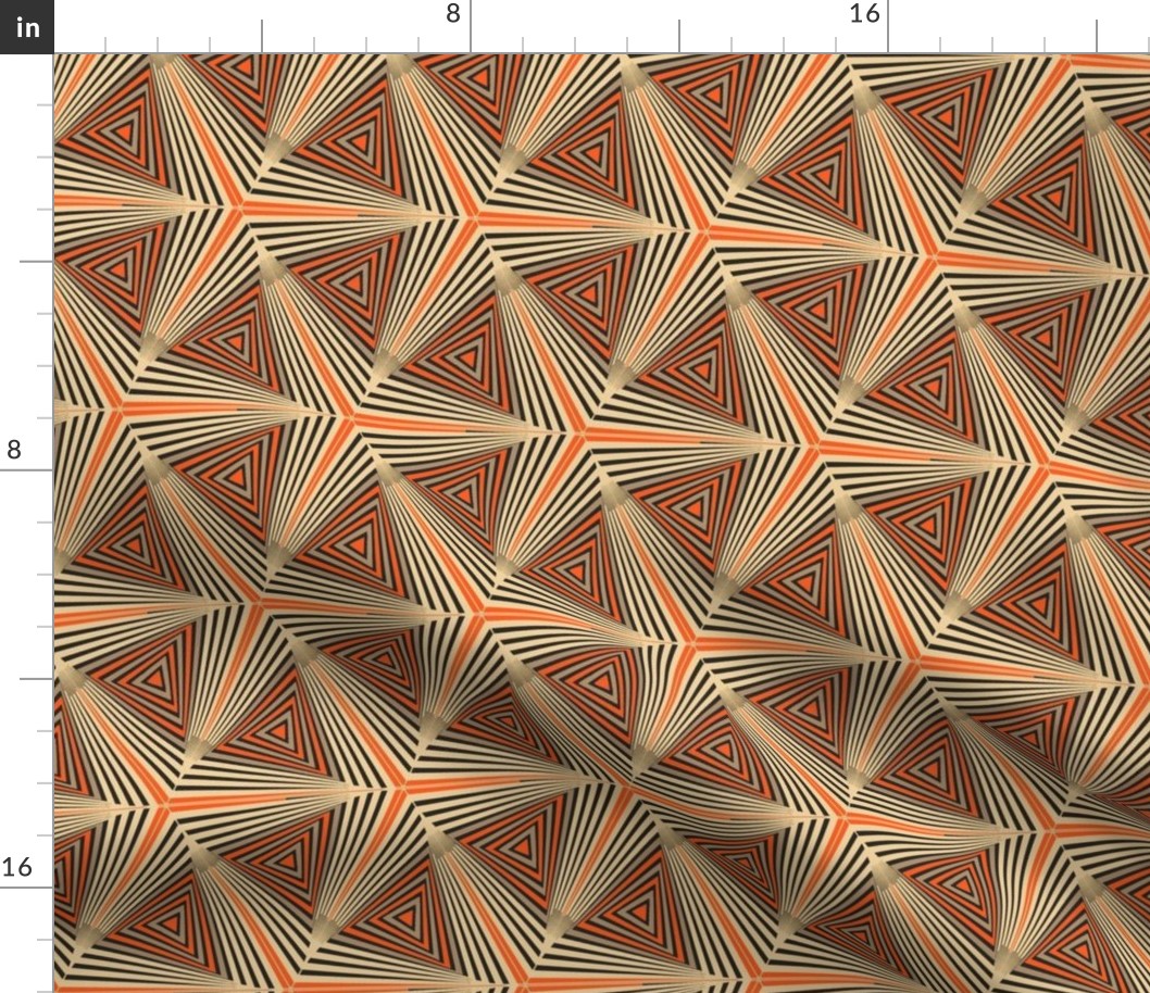 Repeating Triangles Fans in Gold Orange and Tan