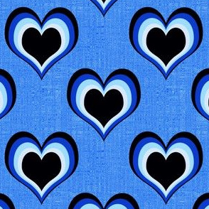Hearts Polka Dots Quilting in Blue Small Scale Design No 12