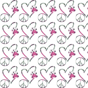 Peace Love Dog  Green and Pink