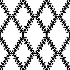 Dancing Squares Geometric Diamonds  Black & White  