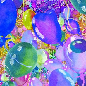 large scattered summer yummy balloons BLUE PURPLE LIME PSMGE