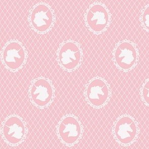 Small Unicorn Cameo Portrait Pattern on Blush Pink