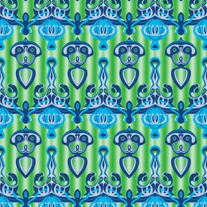 HP9 - Hovering Alien Puppies in Teal Blue - Aqua -  Gradient Green