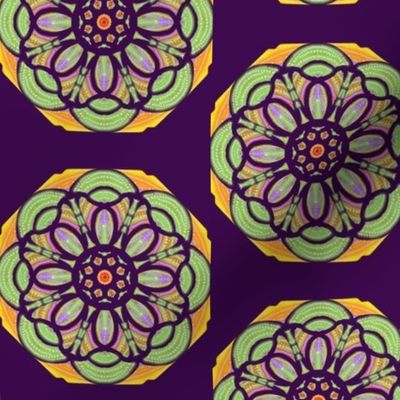 Stained Glass Daisies on Dark Grape