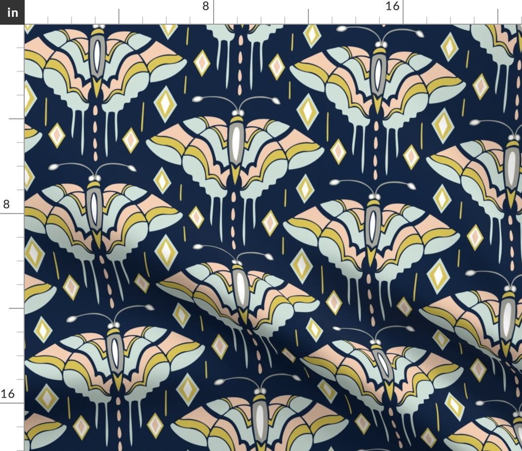 La maison des papillons - Butterflies Navy & Mint