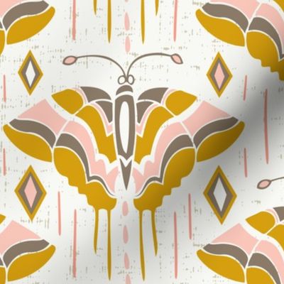 La maison des papillons - Butterflies Blush Pink & Mustard Yellow