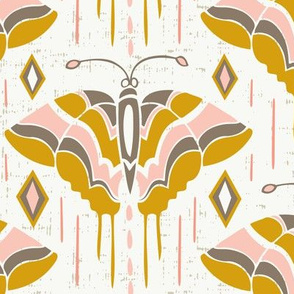 La maison des papillons - Butterflies Blush Pink & Mustard Yellow