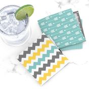 You are my sunshine//Yellow, Grey, Turquoise - Wholecloth Cheater Quilt