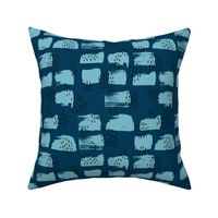 Minimal rain drops and inky brush spots  abstract dashes winter navy baby blue