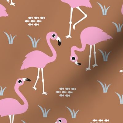 Little Flamingo summer sea beach theme illustration pink copper