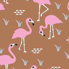 Little Flamingo summer sea beach theme illustration pink copper