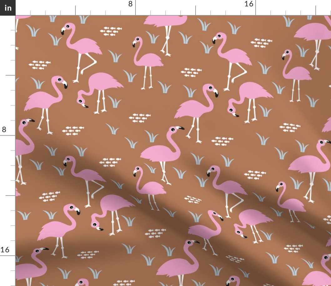 Little Flamingo summer sea beach theme illustration pink copper