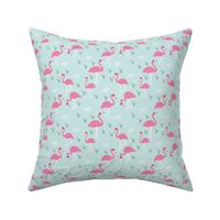 Little Flamingo summer sea beach theme illustration mint green pink SMALL