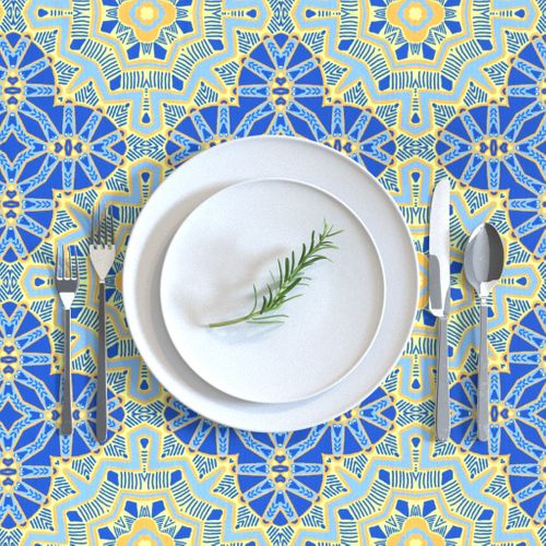 Moroccan Star Flower, Blue, large