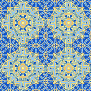 Moroccan Star Flower, Blue, large