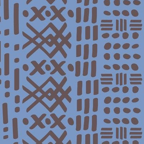 Mudcloth No. 2 in Dusty Blue + Taupe Brown