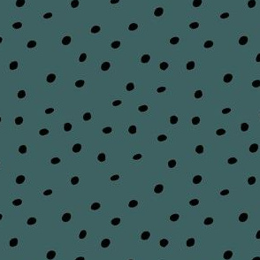 Mudcloth Polka Dots in Evergreen + Black