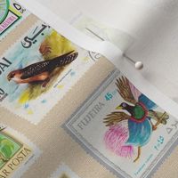 Bird Stamp Pattern on Burlap
