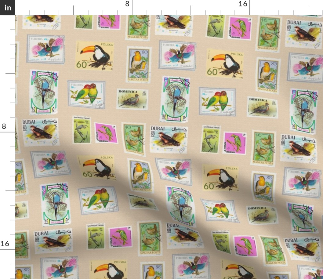 Bird Stamp Pattern on Burlap