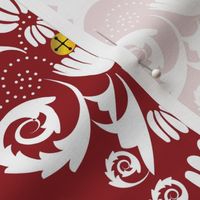 Jingle Bell Damask - Red/White