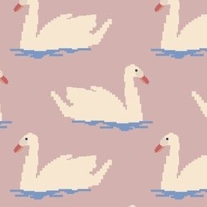 Faux Needlepoint Swans