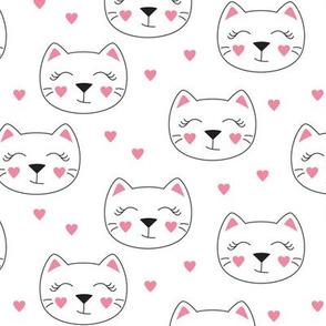 cute cats with hearts on white