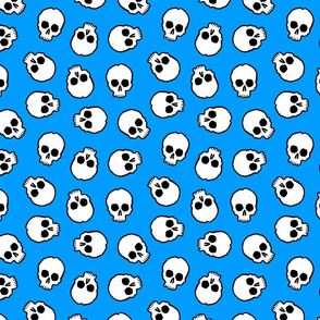 cartoon skulls on blue