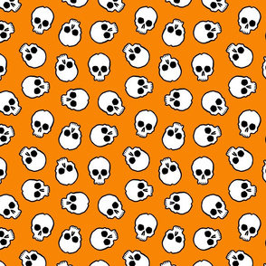 cartoon skulls on orange