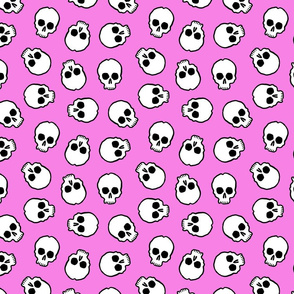 cartoon skulls on pink