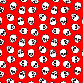 cartoon skulls on red
