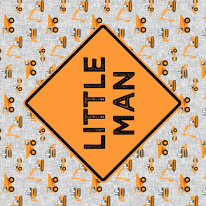Minky yard panel - Construction Themed - Little Man - Dump truck (orange)  - LAD19