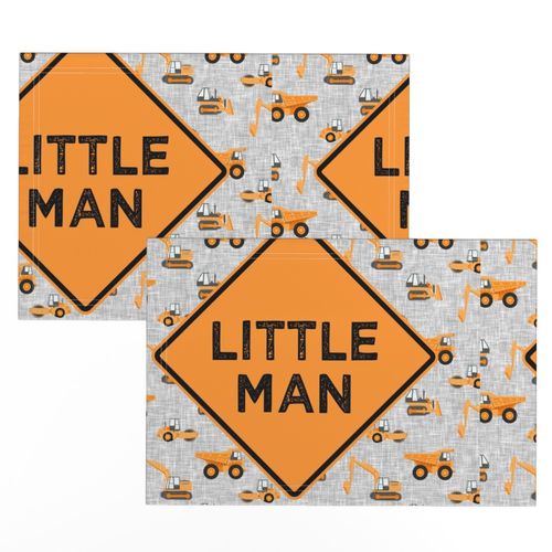 18" square panel - Little Man - Construction themed - orange - LAD19