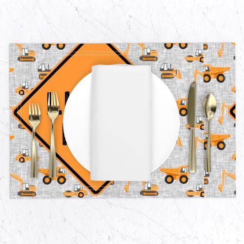 18" square panel - Little Man - Construction themed - orange - LAD19