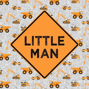 18" square panel - Little Man - Construction themed - orange - LAD19