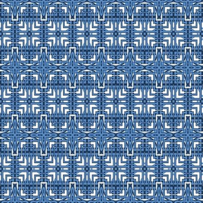 Blue White and Black Geometric Southwestern Basket Weave