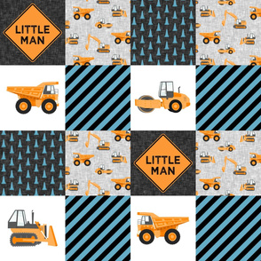 Little Man - Construction Nursery Wholecloth - orange and blue - LAD19