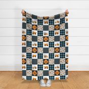 Little Man - Construction Nursery Wholecloth - orange and blue plaid  - LAD19