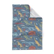 Dinosaurs and Fossils in Bedtime Blue