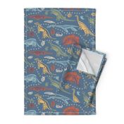 Dinosaurs and Fossils in Bedtime Blue