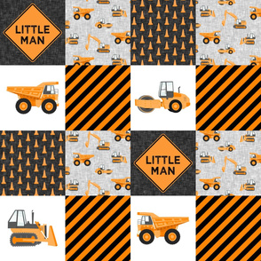 Little Man - Construction Nursery Wholecloth - orange  - LAD19