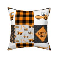 Little Man - Construction Nursery Wholecloth - orange plaid  - LAD19