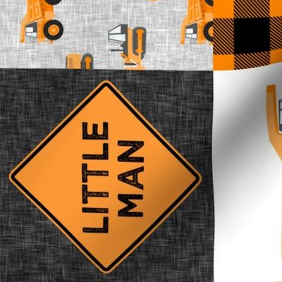 Little Man - Construction Nursery Wholecloth - orange plaid (90)  - LAD19