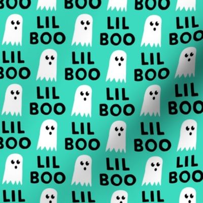 Lil Boo - Ghost - Halloween fabric - teal - LAD19