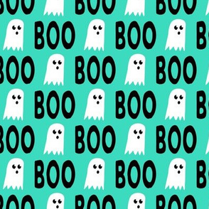 Boo - Ghost - Halloween fabric - teal - LAD19
