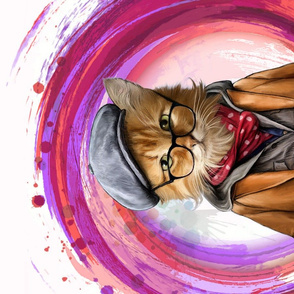 Style Boy.   Portrait of Scientist Cat with glasses.