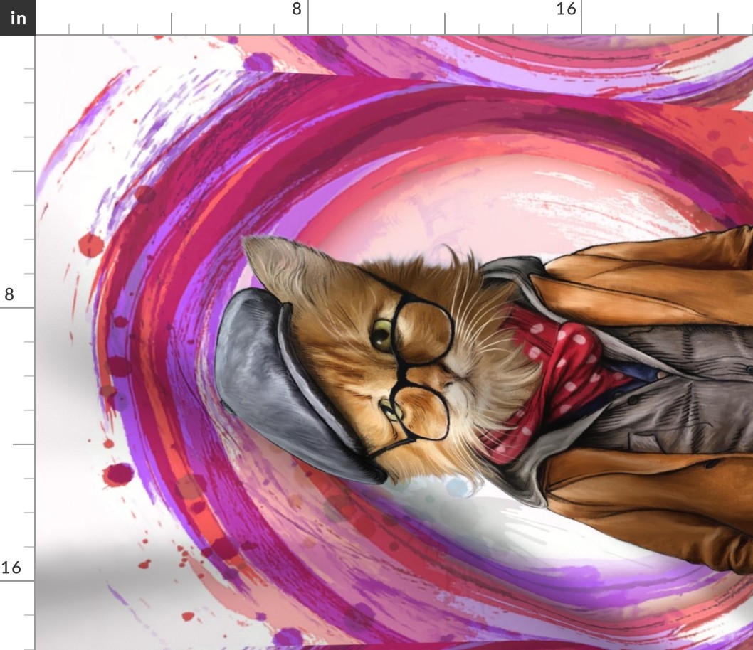 Style Boy.   Portrait of Scientist Cat with glasses.