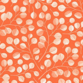 Pale Coral Leaves on Orange