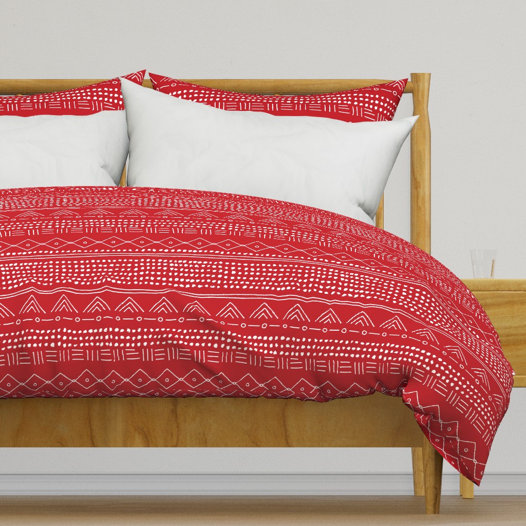 Minimal western mudcloth bohemian mayan abstract love aztec design christmas winter red white JUMBO